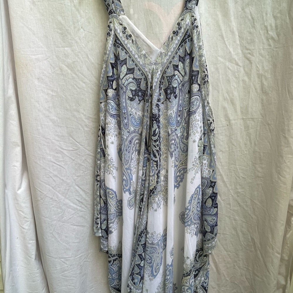 Style & Co. Asymmetrical Dress in Blue and White Paisley